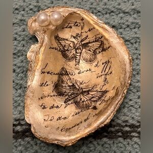 Hand Crafted Seashells with Pearls, Trinket Dish, Decorative Piece